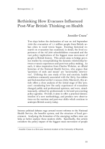 Rethinking How Evacuees Influenced Post-War British Thinking on Health Jennifer Crane