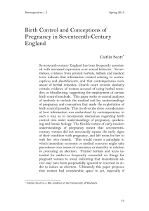 Birth Control and Conceptions of Pregnancy in Seventeenth-Century England Caitlin Scott