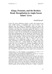 Kings, Peasants, and the Restless Dead: Decapitation in Anglo-Saxon Saints’ Lives Gerald Dyson*