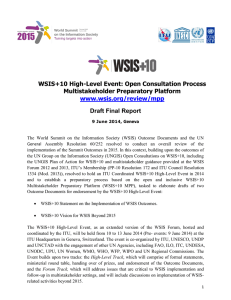 WSIS+10 High-Level Event: Open Consultation Process Multistakeholder Preparatory Platform  Draft Final Report