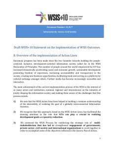 Draft WSIS+10 Statement on the Implementation of WSIS Outcomes