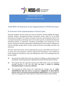 Draft WSIS+10 Statement on the Implementation of WSIS Outcomes