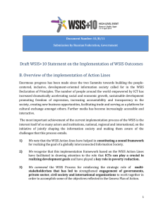 Draft WSIS+10 Statement on the Implementation of WSIS Outcomes