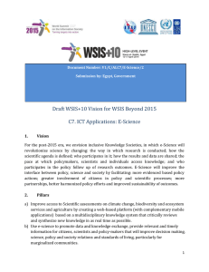 Draft WSIS+10 Vision for WSIS Beyond 2015 С7. ICT Applications: E-Science