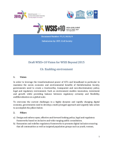 Draft WSIS+10 Vision for WSIS Beyond 2015 C6. Enabling environment