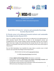 Draft WSIS+10 Vision for  inclusive and sustainable Knowledge