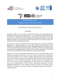 Draft WSIS+10 Vision Beyond 2015 Preamble