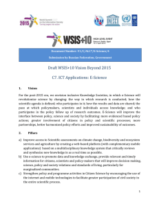 Draft WSIS+10 Vision Beyond 2015 С7. ICT Applications: E-Science
