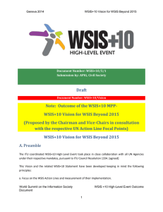 Draft Note:  Outcome of the WSIS+10 MPP-