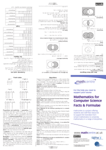 Mathematics for Computer Science Facts &amp; Formulae For the help you need to