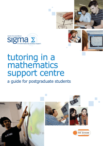 tutoring in a mathematics support centre a guide for postgraduate students
