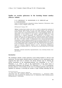 Studies on ovarian quiescence in the lactating bonnet monkey J. Biosci.,