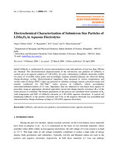Electrochemical Characterization of Submicron Size Particles of LiMn O in Aqueous Electrolytes