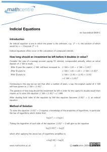 Indicial Equations Introduction