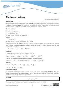 The laws of indices