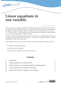 Linear equations in one variable