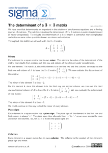 3 × 3 The determinant of a matrix