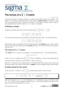2 × 2 The inverse of a matrix