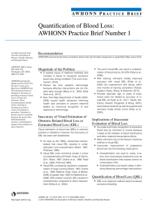 Quantification of Blood Loss: AWHONN Practice Brief Number 1 B