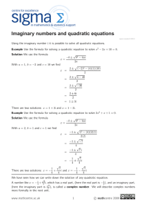 Imaginary numbers and quadratic equations