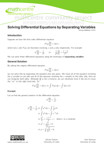mathcentre community project Solving Differential Equations by Separating Variables community project