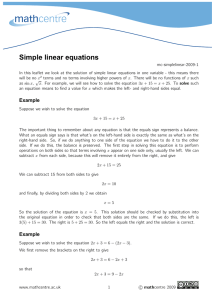 Simple linear equations