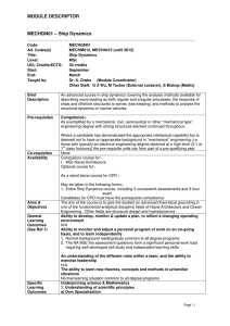 MODULE DESCRIPTOR MECHGN01 – Ship Dynamics