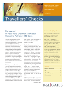 Travellers’ Checks Foreword by Peter Kalis, Chairman and Global