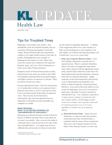 UPDATE Health Law Tips for Troubled Times