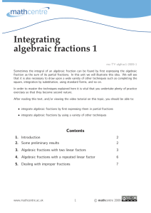 Integrating algebraic fractions 1