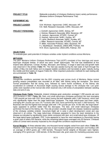 PROJECT TITLE Statewide evaluation of chickpea (Garbonzo bean) variety performance