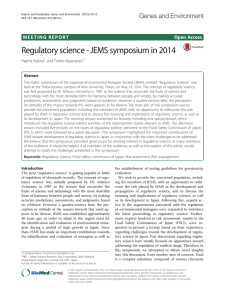 Regulatory science - JEMS symposium in 2014 Open Access Hajime Kojima