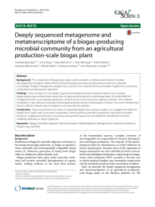 Deeply sequenced metagenome and metatranscriptome of a biogas-producing