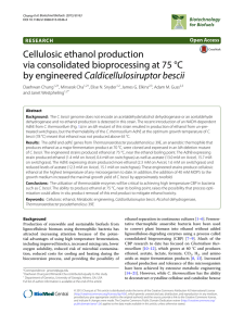 Cellulosic ethanol production via consolidated bioprocessing at 75 °C Caldicellulosiruptor bescii RESEARCH