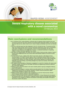 Severe respiratory disease associated with a novel coronavirus  Main conclusions and recommendations