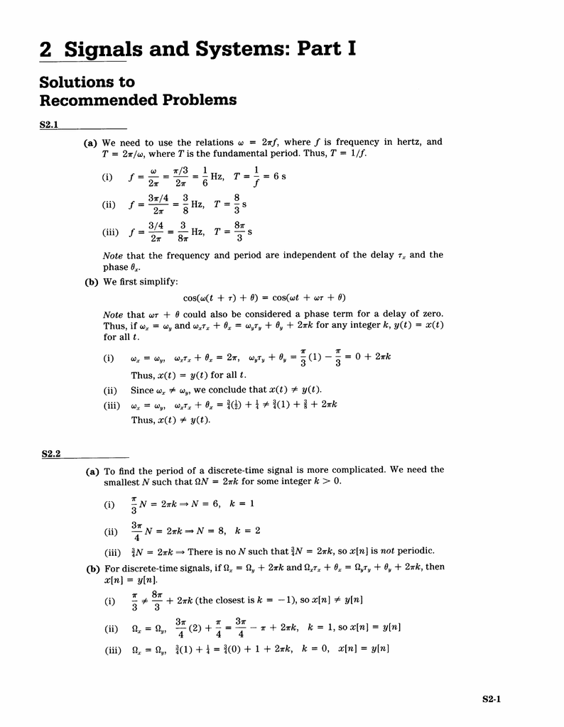 2 Signals And Systems Part I F