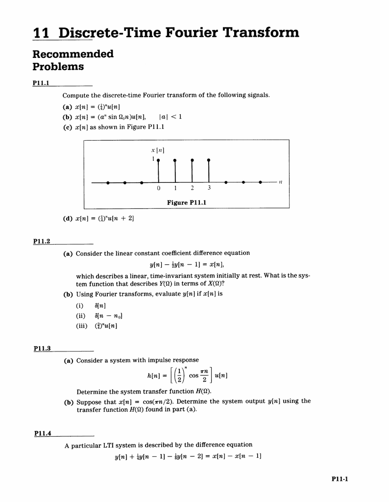 11 Discrete Time Fourier Transform Recommended Problems I Ll