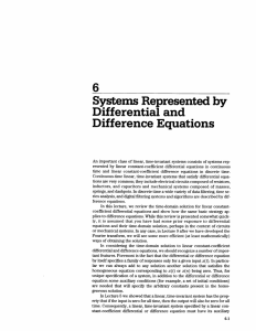 6 Systems  Represented by Differential  and Difference  Equations