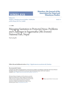 Managing Sanitation in Protected Areas: Problems National Park, Nepal