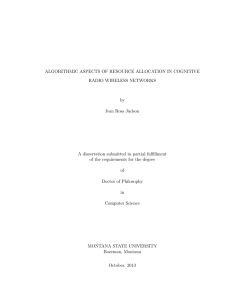 ALGORITHMIC ASPECTS OF RESOURCE ALLOCATION IN COGNITIVE RADIO WIRELESS NETWORKS by