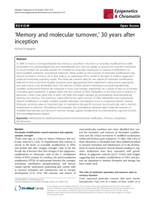 ‘Memory and molecular turnover,’ 30 years after inception REVI E W Open Access