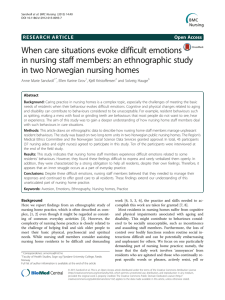 When care situations evoke difficult emotions in two Norwegian nursing homes