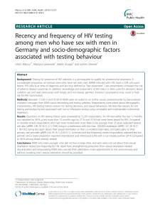 Recency and frequency of HIV testing Germany and socio-demographic factors