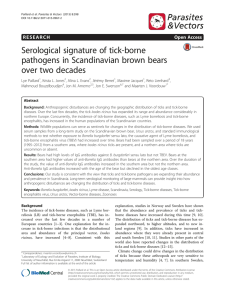 Serological signature of tick-borne pathogens in Scandinavian brown bears over two decades