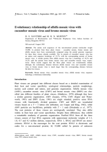 Evolutionary relationship of alfalfa mosaic virus with Biosci.,