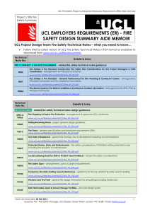 UCL EMPLOYERS REQUIREMENTS (ER) - FIRE SAFETY DESIGN SUMMARY AIDE MEMOIR