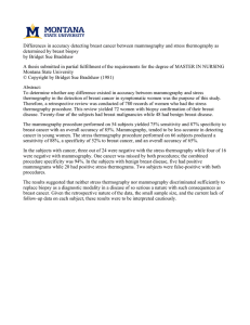 Differences in accuracy detecting breast cancer between mammography and stress... determined by breast biopsy