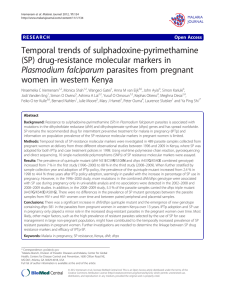 Temporal trends of sulphadoxine-pyrimethamine (SP) drug-resistance molecular markers in