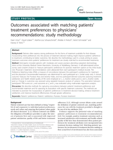 ’ Outcomes associated with matching patients treatment preferences to physicians recommendations: study methodology