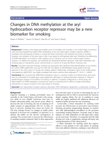 Changes in DNA methylation at the aryl biomarker for smoking